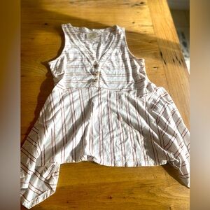 Maeve Anthropologie Sleeveless Striped Asymmetrical Hem Cream Burgundy Women’s S